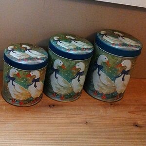 Adorable set of 3 nesting tins, vintage geese decor, cottage core